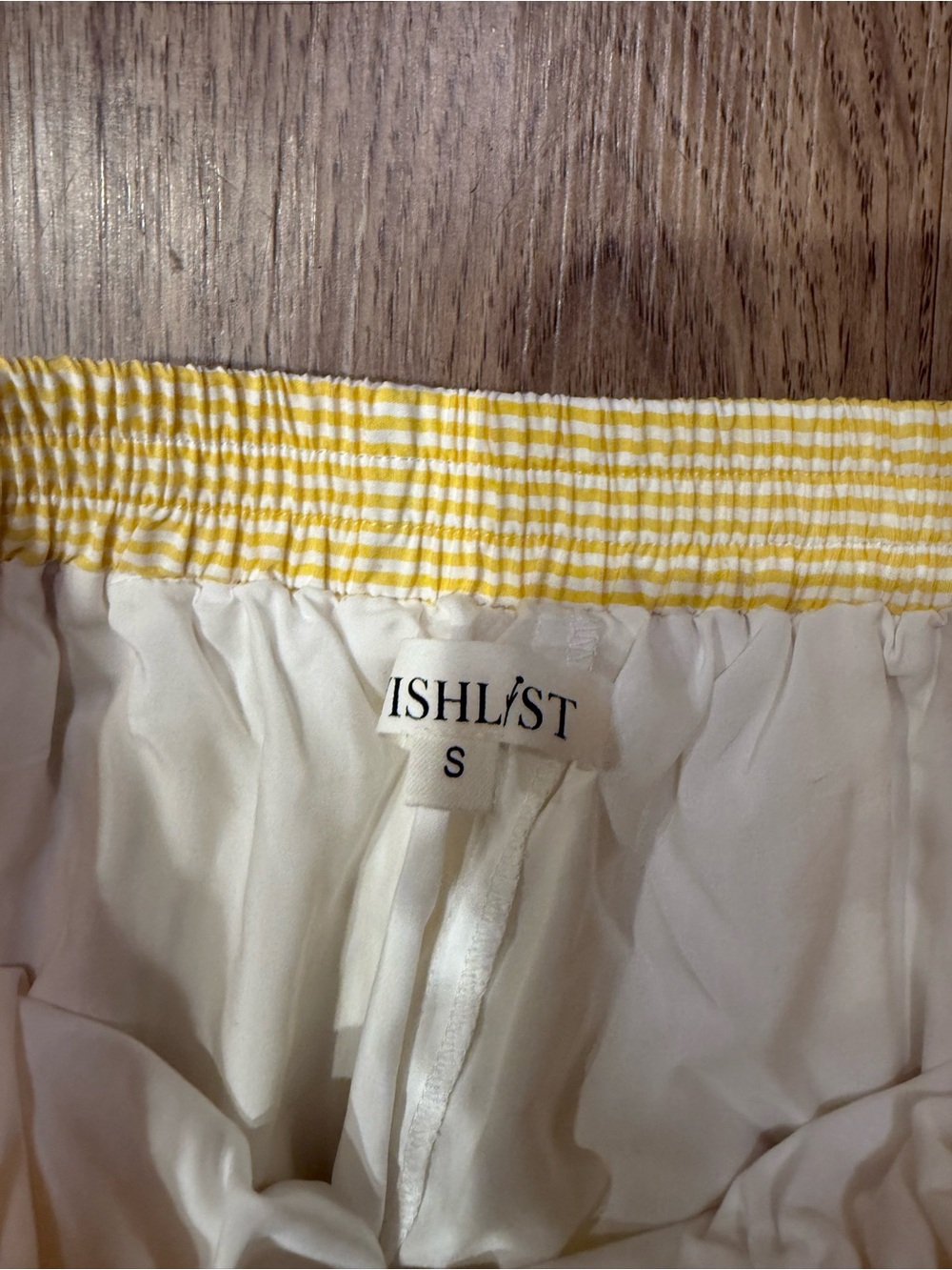Wishlist yellow Pin Stripe Elastic Waist Mini Skirt with Side Ties size S NWOT - Picture 6 of 7